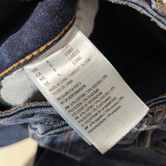 American Eagle jegging medium wash denim jeans sz 0 long tall skinny - Picture 3 of 5